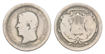 Гватемала 1 реал 1869 редкий год KM 145 серебро 441-133