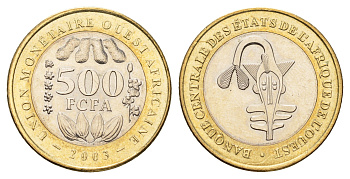 Западная Африка (BCEAO) 500 франков 2003 KM 15 биметалл UNC 4671-344