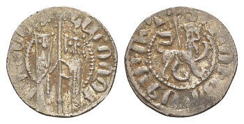 Киликийская Армения трам 1226-1271 Хетум I и царица Забель, держат крест/лев с патриаршим крестом  серебро    1516-245