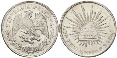 Мексика 1 песо 1900 KM 409 серебро 1530-1024