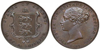 Джерси 1/26 шиллинга 1844 Виктория (1837-1901) KM 2 медь aUNC 00-805-42