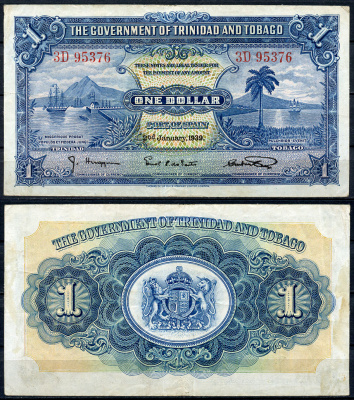 Тринидад и Тобаго 1 доллар 1939 2 января 1939 Pick 5 b бумага  000-00-00