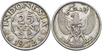 ИНДОНЕЗИЯ 25 СЕНОВ 1952 KM 8 алюминий 210-844