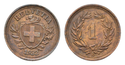 Швейцария 1 раппен 1932 B KM 3.2 бронза 46-558
