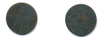 ФРАНКФУРТ 1 ПФЕННИГ 1822 KM Tn13 медь 46-151