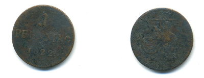 ФРАНКФУРТ 1 ПФЕННИГ 1822 KM Tn13 медь 46-151