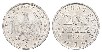 Германия 200 марок 1923 G KM 35, J. 304, Weege 22 алюминий aUNC 4638-951