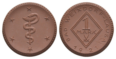 Вайсдорф-Лауза 1 марка 1921 Men05 26467.10, Men22.2 33284.10 фарфор 08-443