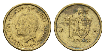 Швеция 10 крон 2001 Карл XVI Густав (1973-) KM 895 нордик 4642-553
