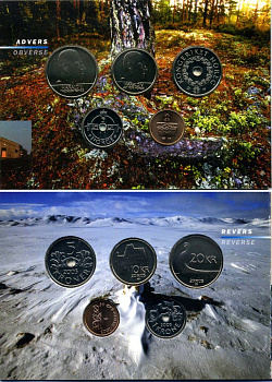 Норвегия набор из 5 монет 2003 запайка, картонный буклет KM MS 63 UNC 4-4-1-16