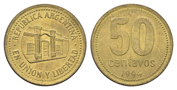 Аргентина 50 сентаво 1994 KM 111 алюминиевая бронза aUNC 4663-832