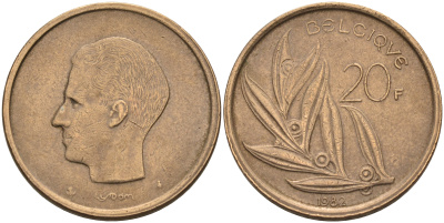 Бельгия 20 франков 1982 Belgique KM 159 никель бронза    4595-1033