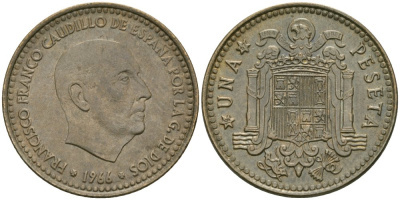 Испания 1 песета 1966 (67) Франциско Франко KM 796 алюминиевая бронза 4579-146