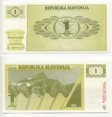 Словения 1 толар 1990 Pick 1 a бумага UNC (пресс) 7218-21-2
