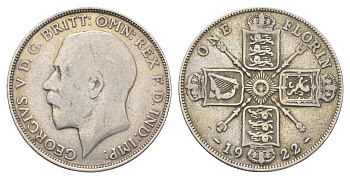 Великобритания 2 шиллинга (флорин) 1922 Георг V (1910-1936) KM 817a, Spink 4022 серебро 27-221