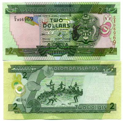 Соломоновы острова 2 доллара 2011  Pick 25 (2) бумага UNC (пресс) 449-12-2