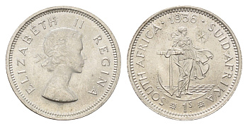 ЮАР 1 шиллинг 1956 Елизавета II (1952-2022) KM 49 серебро UNC 1525-832