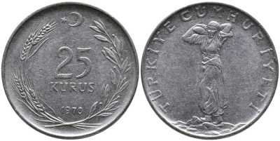 ТУРЦИЯ 25 КУРУШЕЙ 1970 KM 892.3 нержавеющая сталь 4541-621