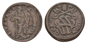 Папская Область, Губбио 1 каттрино 1730-1740 Святой Павел, Климент XII (1730-1740) медь 5010-234
