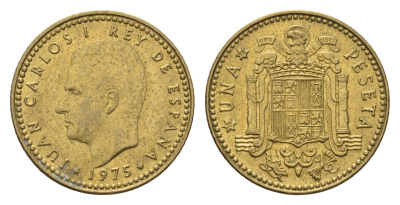 Испания 1 песета 1975 (78) Хуан Карлос I (1975-2014) KM 806 алюминиевая бронза 4684-1051
