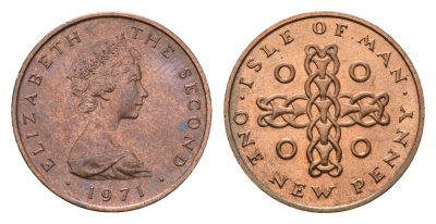 Остров Мэн 1 пенни 1971 KM 20 бронза UNC 4649-1048