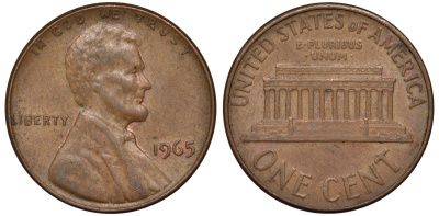 США 1 цент 1965 KM 201 медь цинк 4549-1012