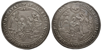 Гамбург 2 шауталера 1635-1668 Крещение в реке Иордан, минцмейстер Матииас Фройде, 57,43 гр Gaed. 1583 вариант серебро 00-00