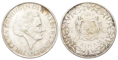 Суринам 1 гульден 1962 KM 15 серебро 3896-443