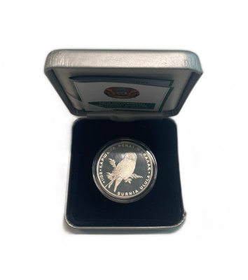 Казахстан 500 тенге 2011 серия Красная книга, сова, оригинальная коробка, сертификат KM 205 серебро  PROOF  3-6-1-01