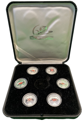 Палау набор из 6 монет 2007 60 лет Феррари, спортивные автомобили, в оригинальной коробке, с сертификатом, цветная эмаль серебро PROOF 4-3-3-05