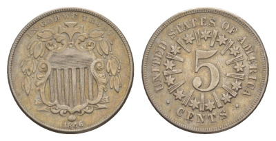 США 5 центов 1866 KM 96 медно-никель 1520-1115