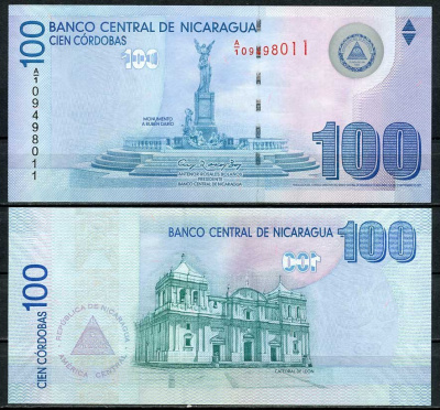 Никарагуа 100 кордоба 2007 Pick 204 бумага UNC (пресс) 000-00-00
