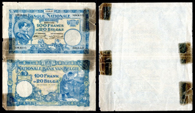 Бельгия 1 франк 1927 использовалась как рекламная банкнота Pick 102 бумага 451-1139-2