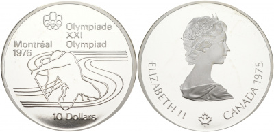 Канада 10 долларов 1975 XXI летние Олимпийские игры в Монреале 1976 года, гребля на каяке KM 105 серебро PROOF 01-172-23