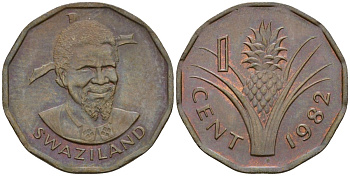 Свазиленд 1 цент 1982 KM 7 бронза 00-00