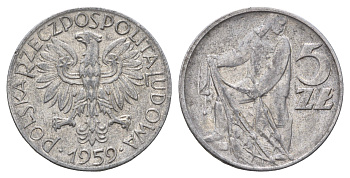 Польша 5 злотых 1959 Y 47 алюминий 221-1114