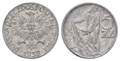 Польша 5 злотых 1959 Y 47 алюминий 221-1114