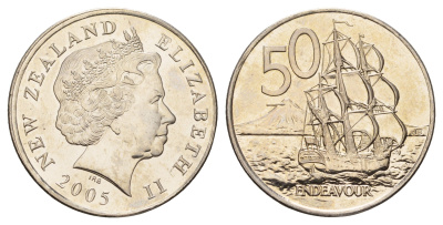 Новая Зеландия 50 центов 2005 KM 119 медно-никель UNC 4667-833
