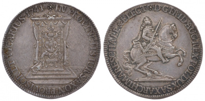 Саксония 1/2 талера 1741 Фридрих Август II, викарный выпуск KM A907, Mers.1698, Kahnt 640 серебро 00-00