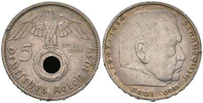 Германия 5 рейхсмарок 1939 A KM 94, J. 367 серебро 4607-433