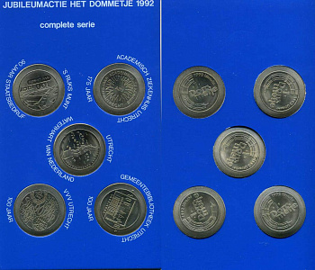 Нидерланды набор из 5 жетонов 1992 Утрехт  медно-никель  UNC  1-5-2-01