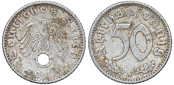 Германия 50 рейхспфеннигов 1943 A KM 96, J. 372 алюминий 4132-657