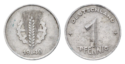 ГДР 1 пфенниг 1949 A KM 1 алюминий 4685-1253