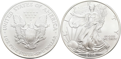 США 1 доллар 2004 шагающая Свобода KM 273 серебро UNC 00-000-00