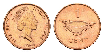 Соломоновы Острова 1 цент 1996 KM 24 сталь плакированная бронзой UNC 4627-1221