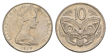Новая Зеландия 10 центов 1979 KM 41.1 медно-никель 4179-916