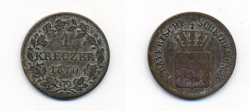 Бавария 1 крейцер 1870 Людвиг II (1864-1886) KM 487 серебро 71-1525
