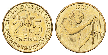 Западная Африка (BCEAO) 25 франков 1980 KM 9 алюминиевая бронза UNC 4671-154