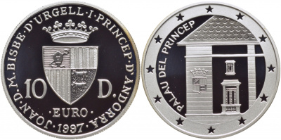 Андорра 10 динеров 1997 дом принца KM 166 серебро PROOF 1081-4-34