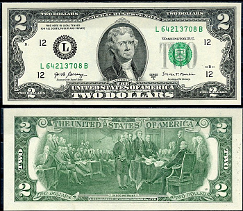 США 2 доллара 2017 Pick W545 бумага UNC (пресс) 2196-2-2-1